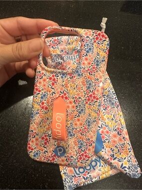 iPhone 14 Pro Loopy Case Floral Phone Grip & Wrist Strap - Coral, Blue, Yellow